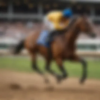 Thoroughbred Horse Racing Action A thoroughbred horse racing down the track
