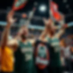 Milwaukee Bucks showcasing their team spirit during a game