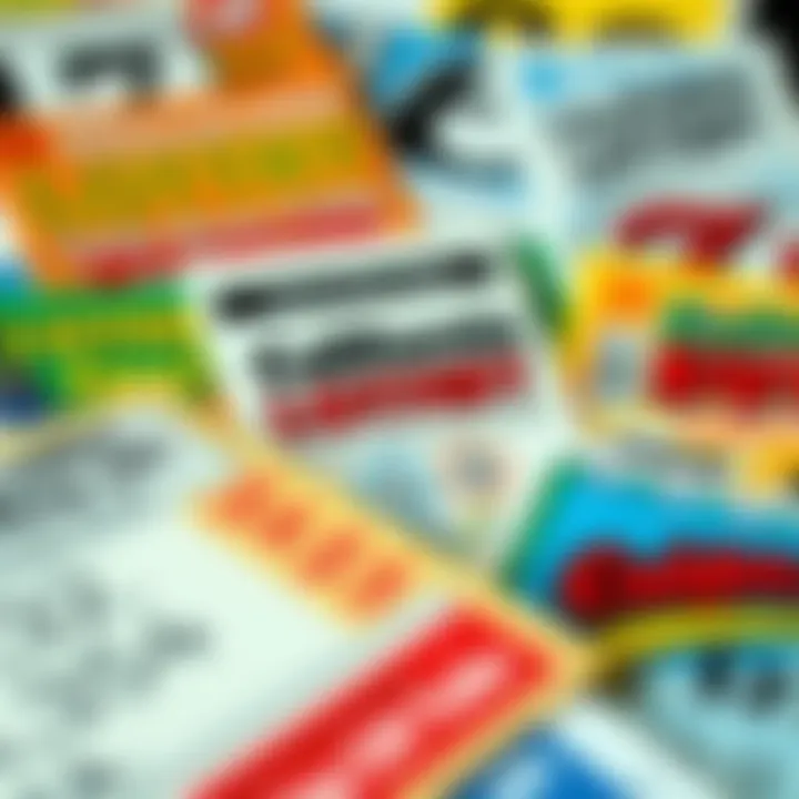 Illustration of various California Lottery scratcher tickets showcasing different designs