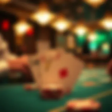 Close-up of a Casino War card showdown