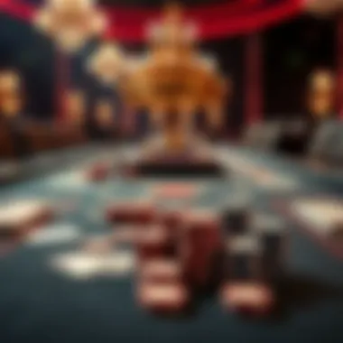 An elegant Casino War table showcasing cards and chips