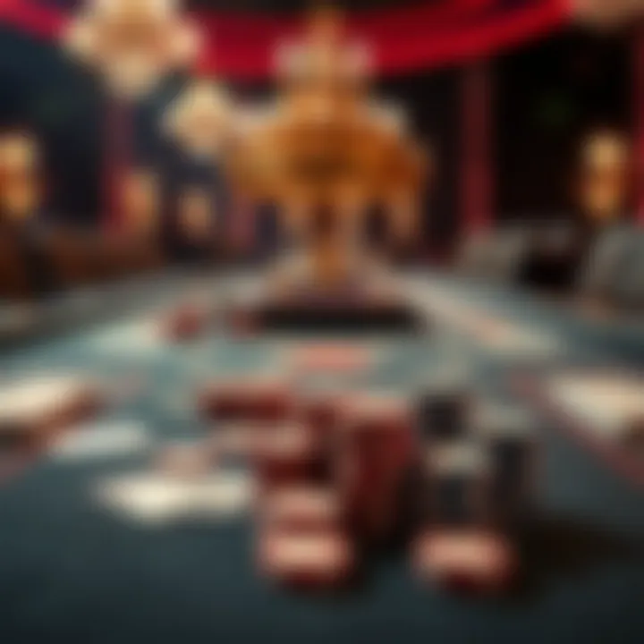 An elegant Casino War table showcasing cards and chips