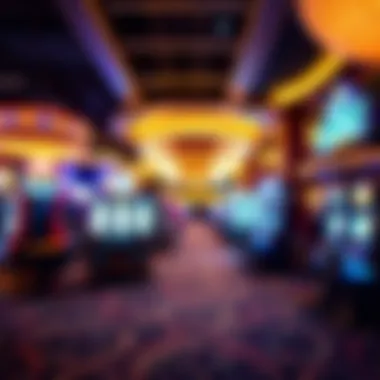 An overview of a vibrant casino floor showcasing free play options