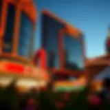 A stunning view of Circa Circus showcasing its unique architectural design at dusk