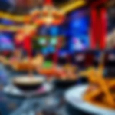 A diverse array of gourmet dishes from various restaurants within Planet Hollywood