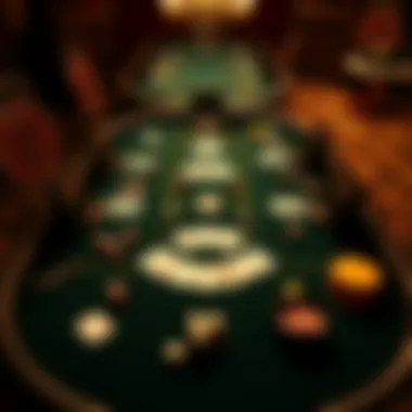 An intricate layout of a poker table showcasing various game elements