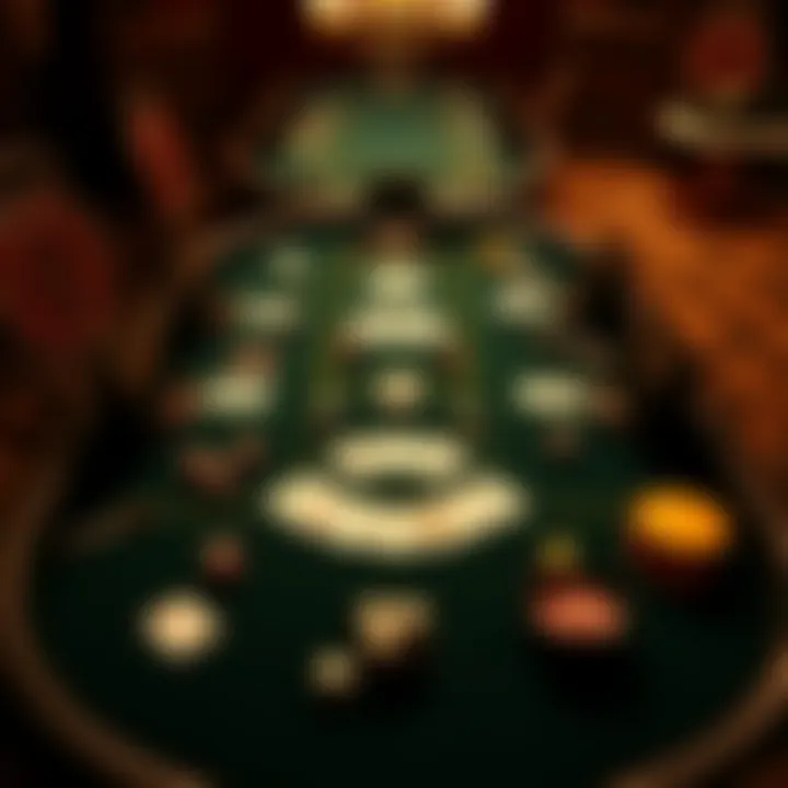 An intricate layout of a poker table showcasing various game elements