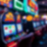 A vibrant slot machine showcasing colorful symbols and lights.