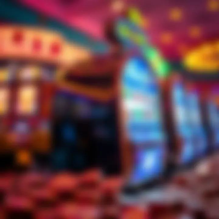 Vibrant illustration of a slot machine with sparkling coins