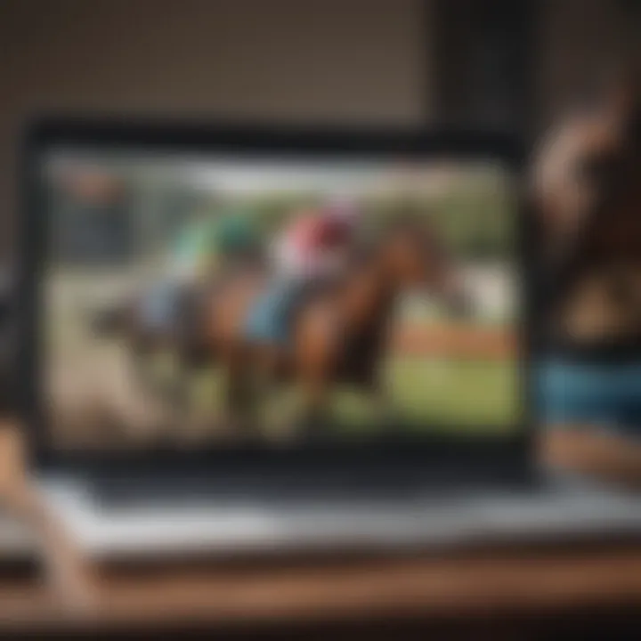 A laptop displaying a reputable horse racing betting site