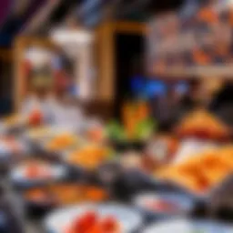 Luxurious buffet setup featuring diverse cuisines