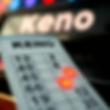 Keno Ticket Highlighting Selected Numbers Keno ticket featuring selected numbers