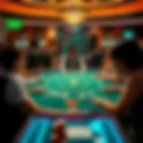 A virtual blackjack table showcasing the dealer and players interacting