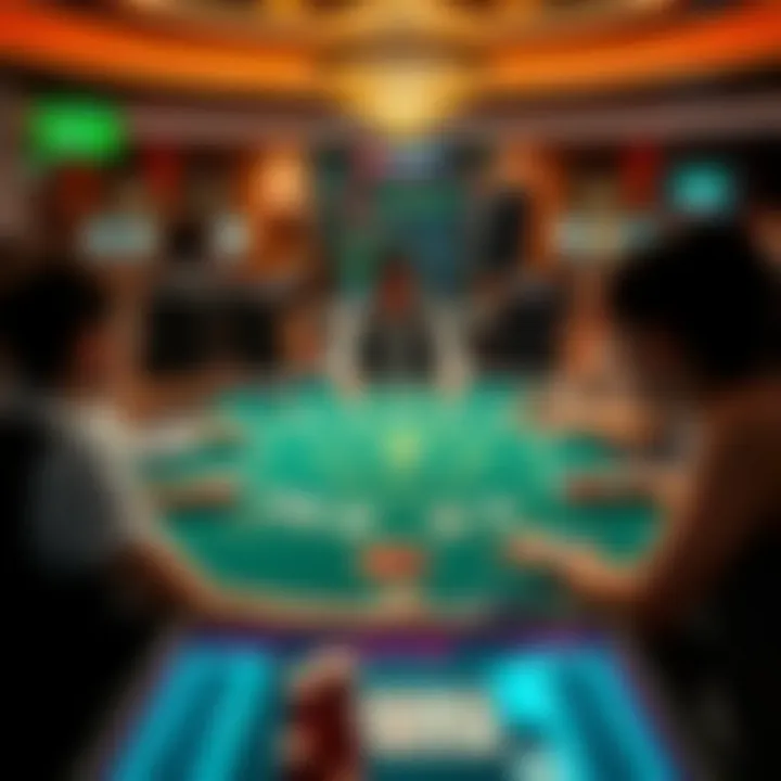 Interactive Virtual Blackjack Experience A virtual blackjack table showcasing the dealer and players interacting