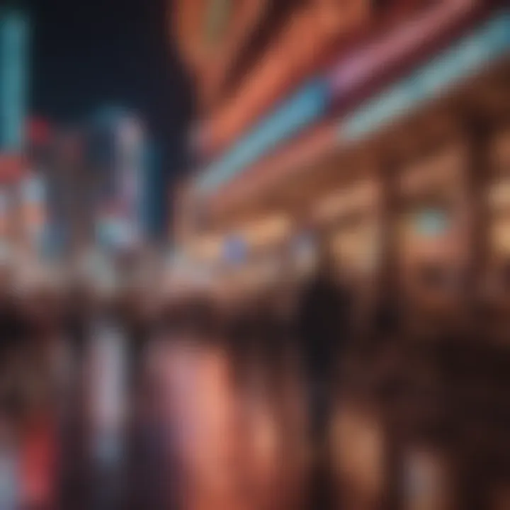 Vibrant nightlife scene with revelers on the Las Vegas Strip