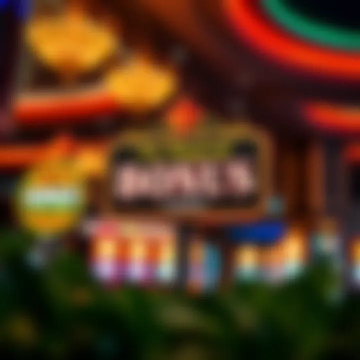 Illustration of a casino with bonus signs