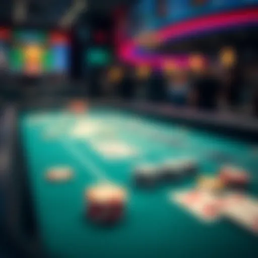 Illustration showing a virtual poker table with chips and cards