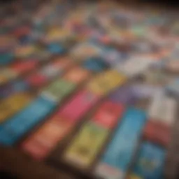 Colorful scratch off tickets spread out on a table