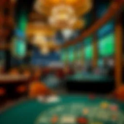 Elegant casino interior showcasing gaming tables