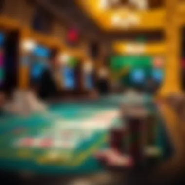 Engaging Casino Gaming Table Experience Casino gaming table with colorful chips and cards