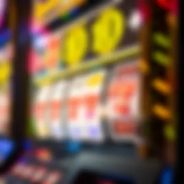 A close-up of a slot machine with highlighted payout indicators