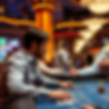 Engagement at the Gaming Tables A close-up of gaming tables with players engaged in action