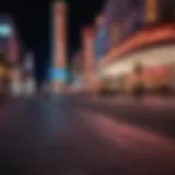 A vibrant neon sign illuminating the Las Vegas strip at night