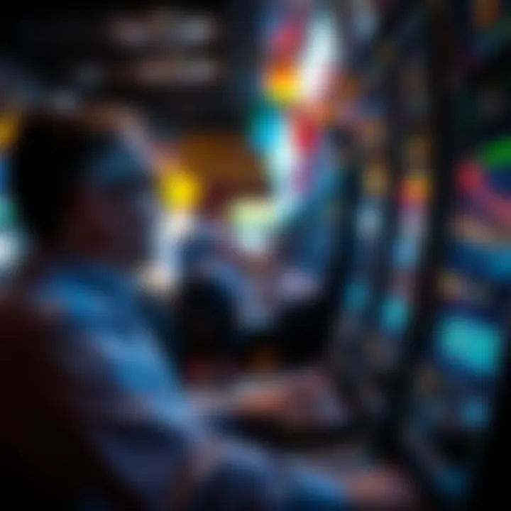 A focused player enjoying a video slot machine experience