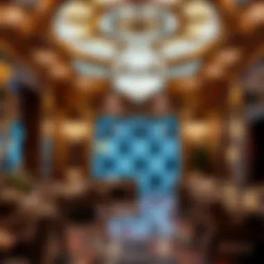 Intricate design features of a opulent chandelier lounge