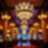 Luxurious chandelier illuminating a vibrant casino lounge