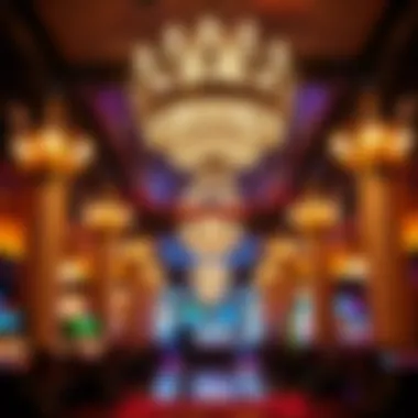 Luxurious chandelier illuminating a vibrant casino lounge