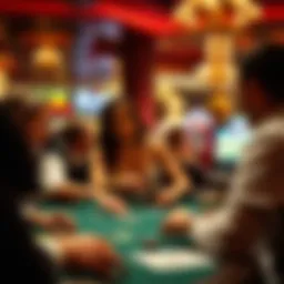 A cinematic scene depicting gambling in a glamorous setting